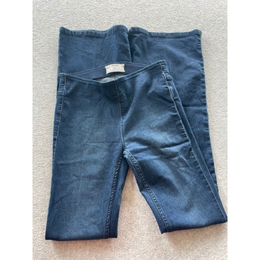 Free People Penny Pull On Flare Jeans Dark Wash Indigo Blue High Rise 27 61855